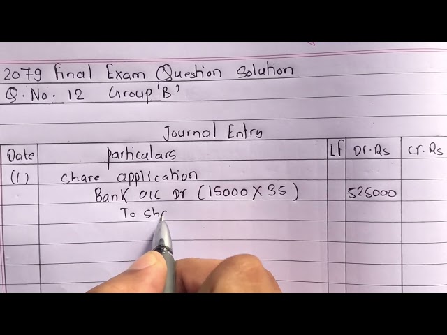 Issue Of Shares Class 12 || Issue of shares 2079 Final Exam Question Solutions || Class 12 Account