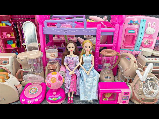 16 Minutes Satisfying with Unboxing Barbie Princess Pink Kitchen, Rock Bed Play Set Review Toys｜ASMR