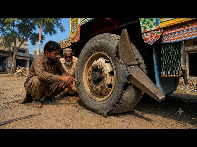 Amazing Roadside Truck Tyre Repair | How a Completely Damaged Truck Tyre Is Fixed on the Road
