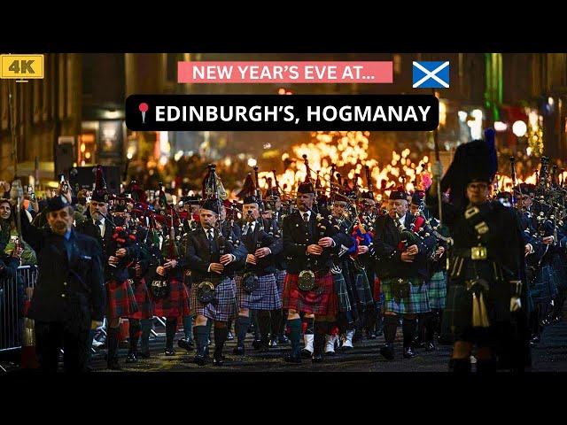 SCOTLAND Welcomes the New Year 2025 🔥 EDINBURGH Traditional Hogmanay Torchlight Procession in 4K. 