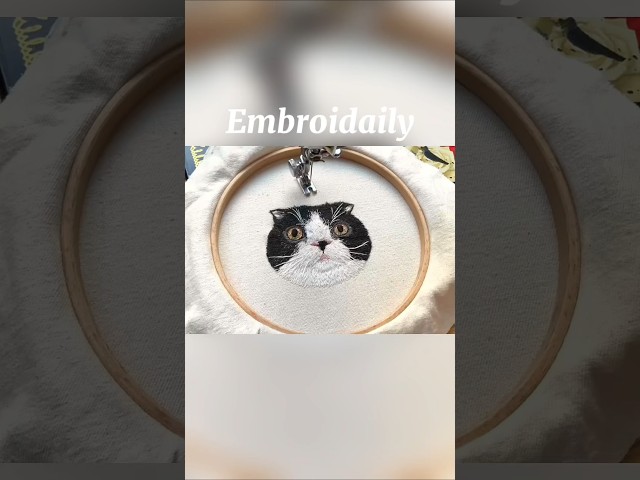 Cute Cat Embroidery with Sewing Machine #embroidery #sewing