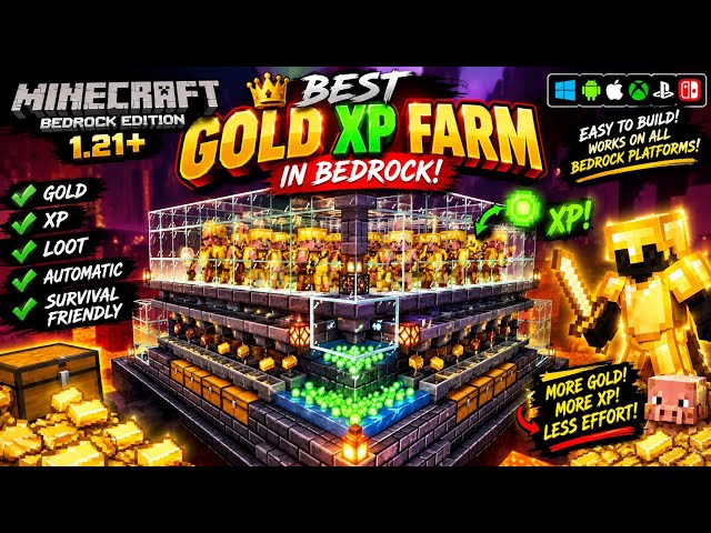 Best Gold xp farm in Bedrock 1.21 ! 