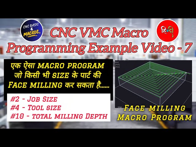 7: Macro Program for Face Milling on VMC | Automatic tool Path changing program |