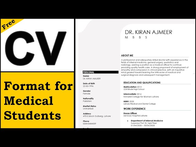 Free Download Best CV Format for Medical Students