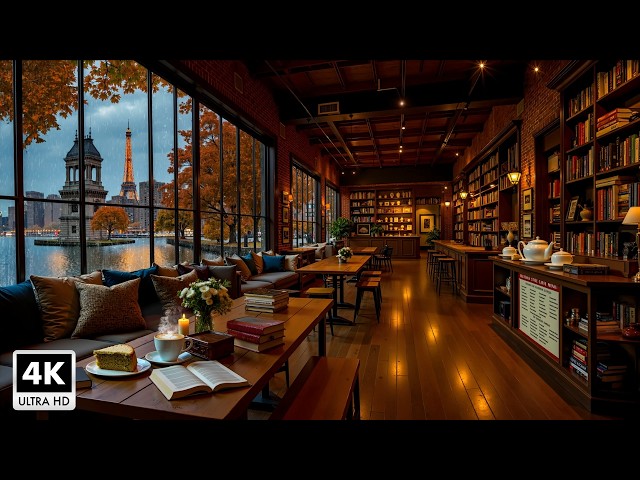 Peaceful Autumn With Warm Jazz Music 🍂 Gentle Rain Sounds And Deep, Soulful Jazz