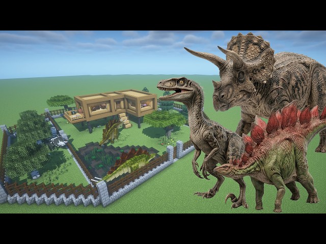 How To Make a Triceratops, Stegosaurus, and Velociraptor Farm in Minecraft PE