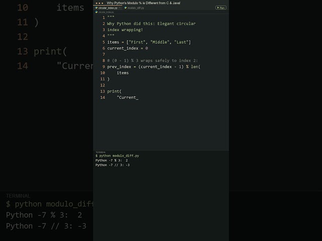 Why Python's Modulo % is Different from C & Java! #python #compsci #datastructures