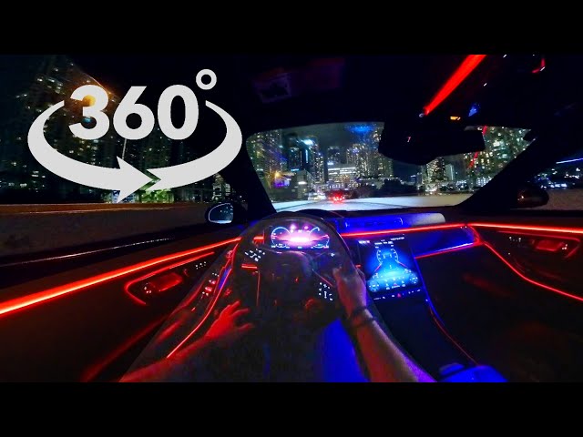 360 VR | Night Cruising in Miami, Brickell | Mercedes S-class