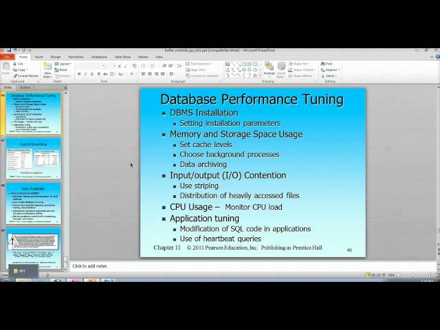 Ch 11 - Database Performance Tuning