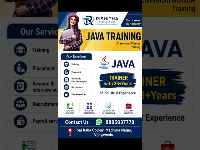 Java Training in Vijayawada|| #vijayawada #java #telugupeople #training #placement #job# shorts