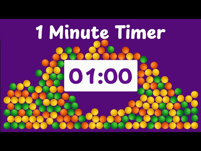 1 Minute Visual Timer ⏱️ | Colorful Falling Balls!