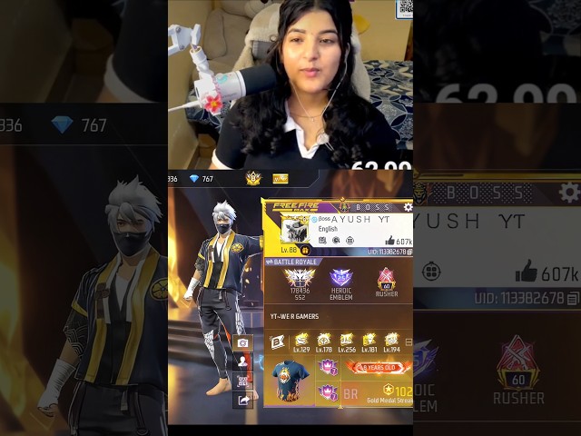 Free fire region top 1 vs Free fire girl youtuber 😱 garena free fire #freefire #shorts