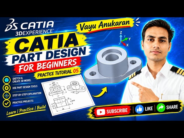 CATIA Mechanical Design Practice | Create a 3D CAD Model from an Engineering Drawing