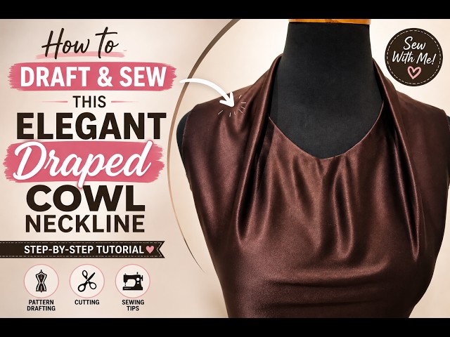 How to Draft & Sew This Elegant Cowl Neck Collar | Step-by-Step Tutorial