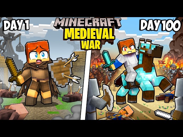 I Survived 100 Days in a Medieval War in Minecraft!