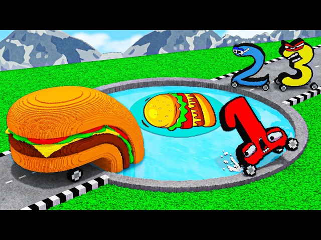 Number Lore Cars vs FOOD PORTAL in Teardown