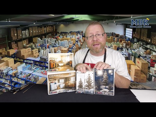 New from RT-Diorama! 3D-printed resin fir trees, 1940s kitchen & bathroom – MBK Unboxing #1476