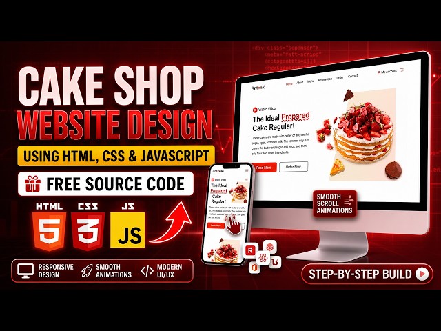 🍰 Cake Shop Website Design Using HTML, CSS & JavaScript | Free Source Code 🎂