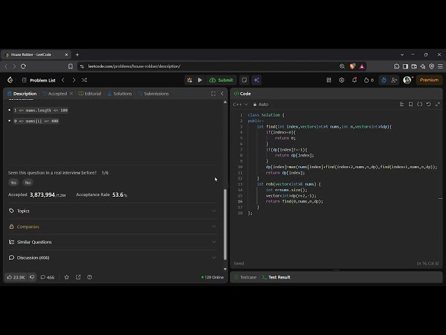 LeetCode 198 | House Robber | Dynamic Programming DP | C++ Solution | Easy to Understand