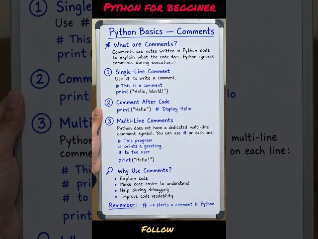 Python Comments Explained in Simple words | Python Basics for Beginners