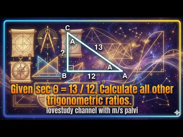 Given sec theta = 13/12, Find All Trigonometric Ratios | Class 10 Exercise 8.1 Ques 5