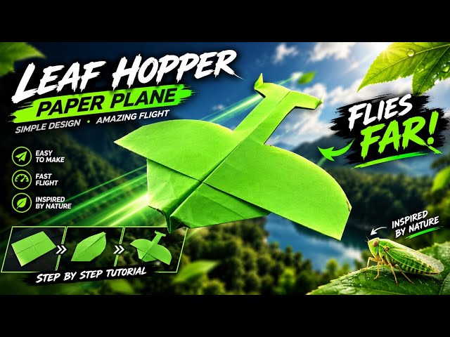 How to Make the Best Paper Airplane That Flies Far - Leaf Hopper Glider Tutorial 