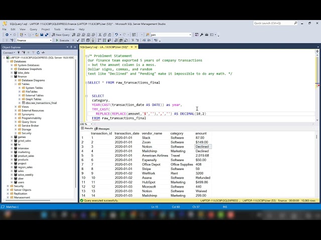 Watch Me Clean Messy Financial Data with SQL
