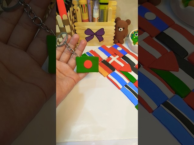 Making Mini Country Flags with Clay! 🇧🇩🎨 | Satisfying Clay Art #trending #shorts