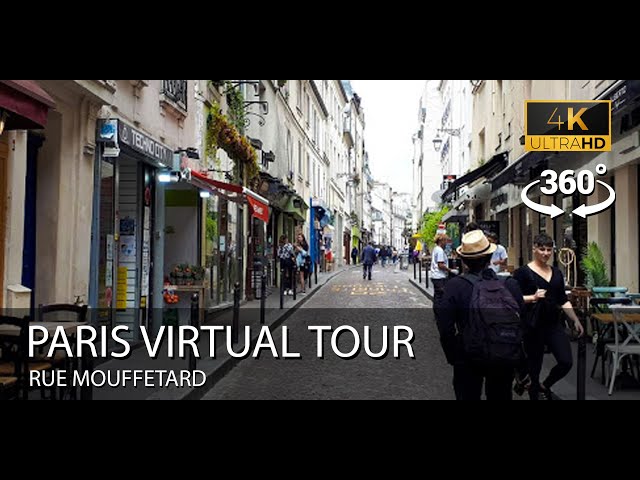 WALKING IN PARIS RUE MOUFFETARD  360 4K