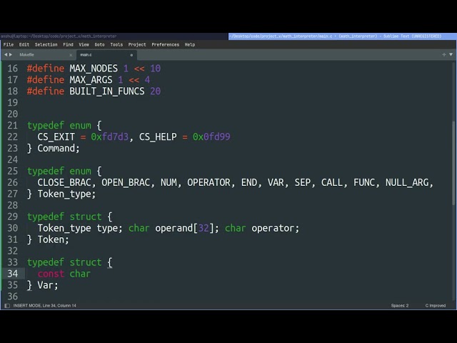 Programming - coding a simple Mathematical interpreter in C language