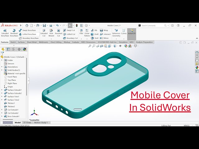 SolidWorks Tutorial for Beginners | How to Make a Mobile Cover in SolidWorks