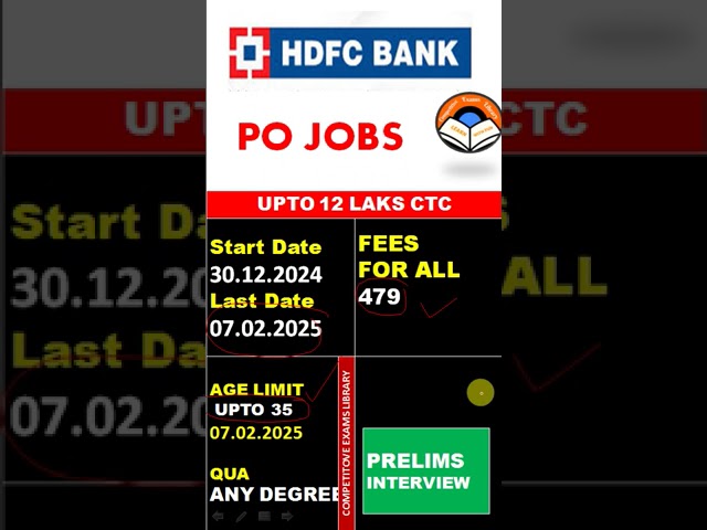 HDFC BANK PO JOBS RECRUITMENT 2025 BY IBPS | HDFC Bank Jobs | DEGREE PASS JOBS