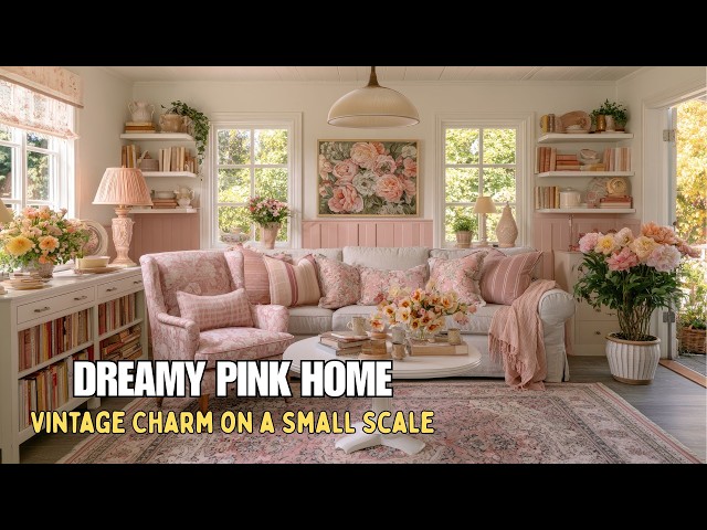 Cozy and Romantic Small Pink Cottage Tour | Beautiful Vintage Farmhouse Interior