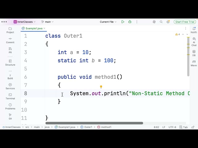 Non-Static Nested Class in Java | Inner Class Explained with Example | Core Java