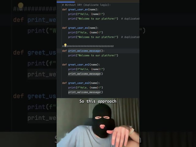 dry with Eugene #python #programming #dryprinciple #cleancode #meme #viral #funny #learn #code