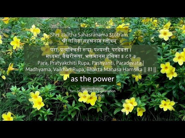 Shri Lalitha Sahasranamam Shlokas 81-85 with Meaning | Powerful Daily Chanting |Just Sudha Gyan