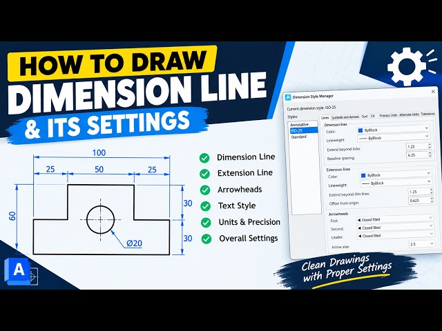 How to Draw Dimension Lines in AutoCAD | Complete Settings Step by Step