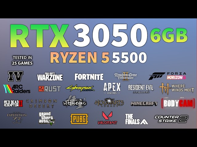 RTX 3050 6GB + Ryzen 5 5500 : Test In 25 Games - RTX 3050 6GB Gaming Test