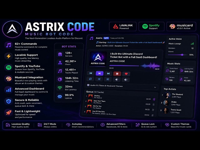 I Built an INSANE Discord Music Bot with 60+ Commands! 🎵 | Lavalink + Spotify