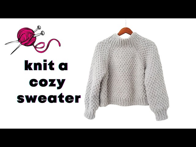Easy Moss Stitch Chunky Raglan Knit Sweater Pattern + Tutorial