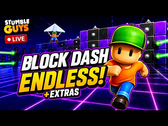 BLOCK DASH ENDLESS + EXTRAS | STUMBLE GUYS LIVE #stumbleguysaovivo #stumbleguyslive