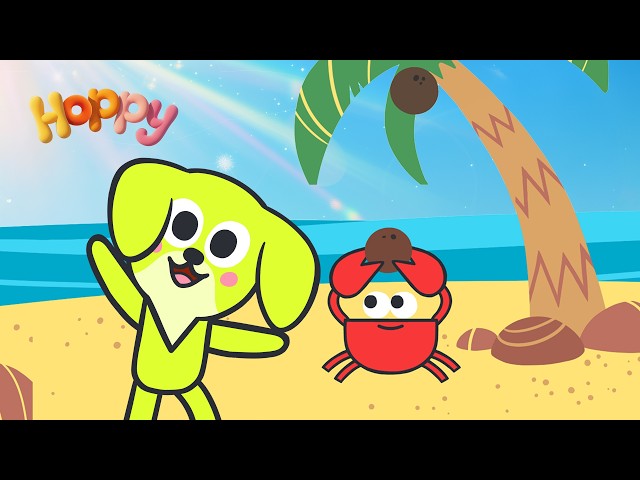 Climb, Crack, Crunch! 🦀🥥 Jasmin’s Beach Day in the Caribbean 🌊🌈 Hoppy Friends Family