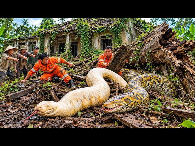 TIMELAPSE: Workers Demolish an Abandoned House — Then TWO GIANT PYTHONS Crawl Out!