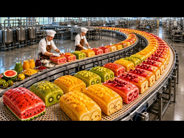 How Millions of Fresh Fruits Become Delicious Fruit Bread Every Day | Full Factory Process