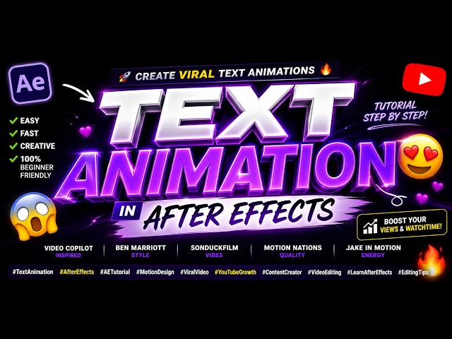 ✨ After Effects Text Animation Tutorial 🎬  Cinematic & Trendy Typography 🔥 Step by Step