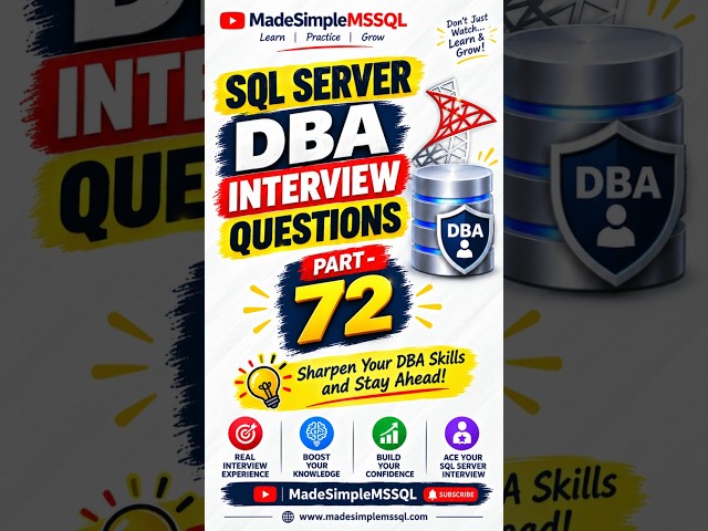SQL Server Interview Questions | #learnsql #databaseconcepts #coding #sql | @MadeSimpleMSSQL