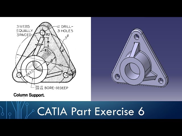 CATIA Part Design Exercise 6 - Column Support