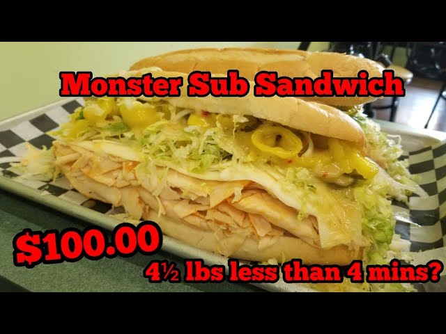 4½ lb Sub Sandwich Challenge | Manvfood | Meat Mountain | New Record |Under 4 mins?