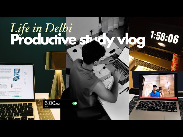 📑 Living alone in Delhi (7hrs study vlog, Food, workout, routines, working)