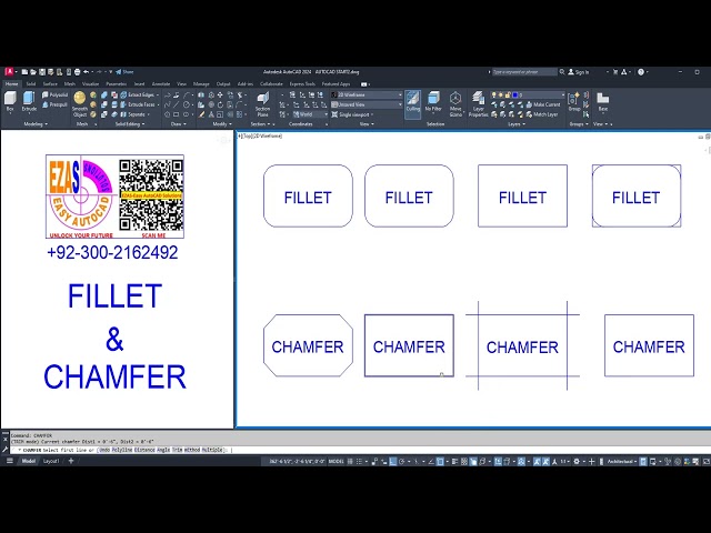 How to Use FILLET & CHAMFER Commands Efficiently in AutoCAD | FILLET & CHAMFER Command Tutorial